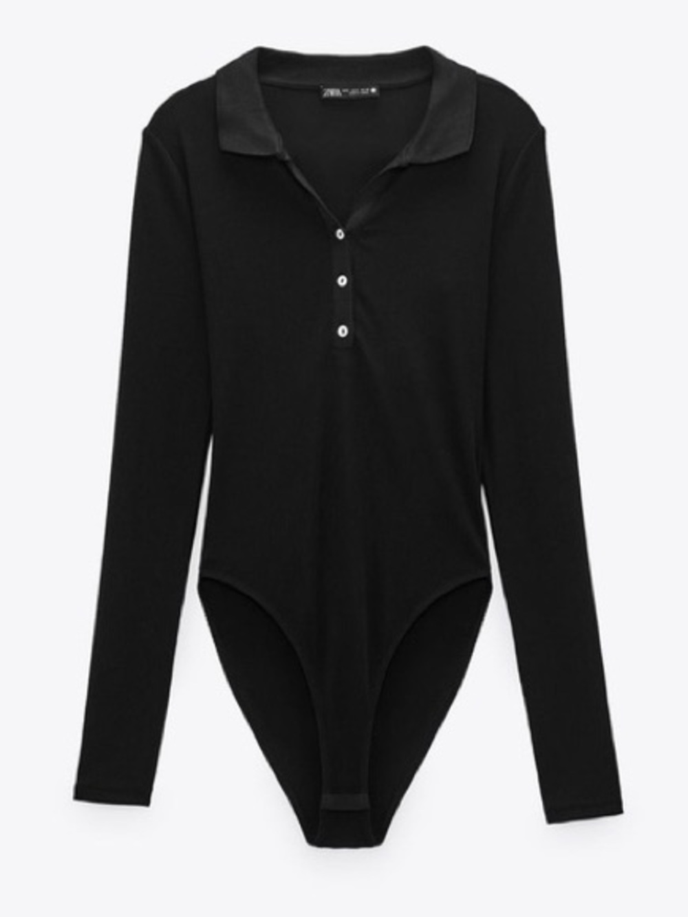 Zara Black Long-Sleeve Polo Bodysuit